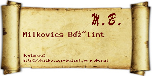 Milkovics Bálint névjegykártya