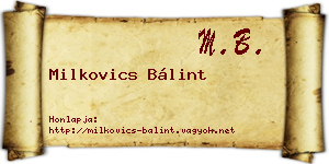 Milkovics Bálint névjegykártya