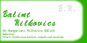 balint milkovics business card